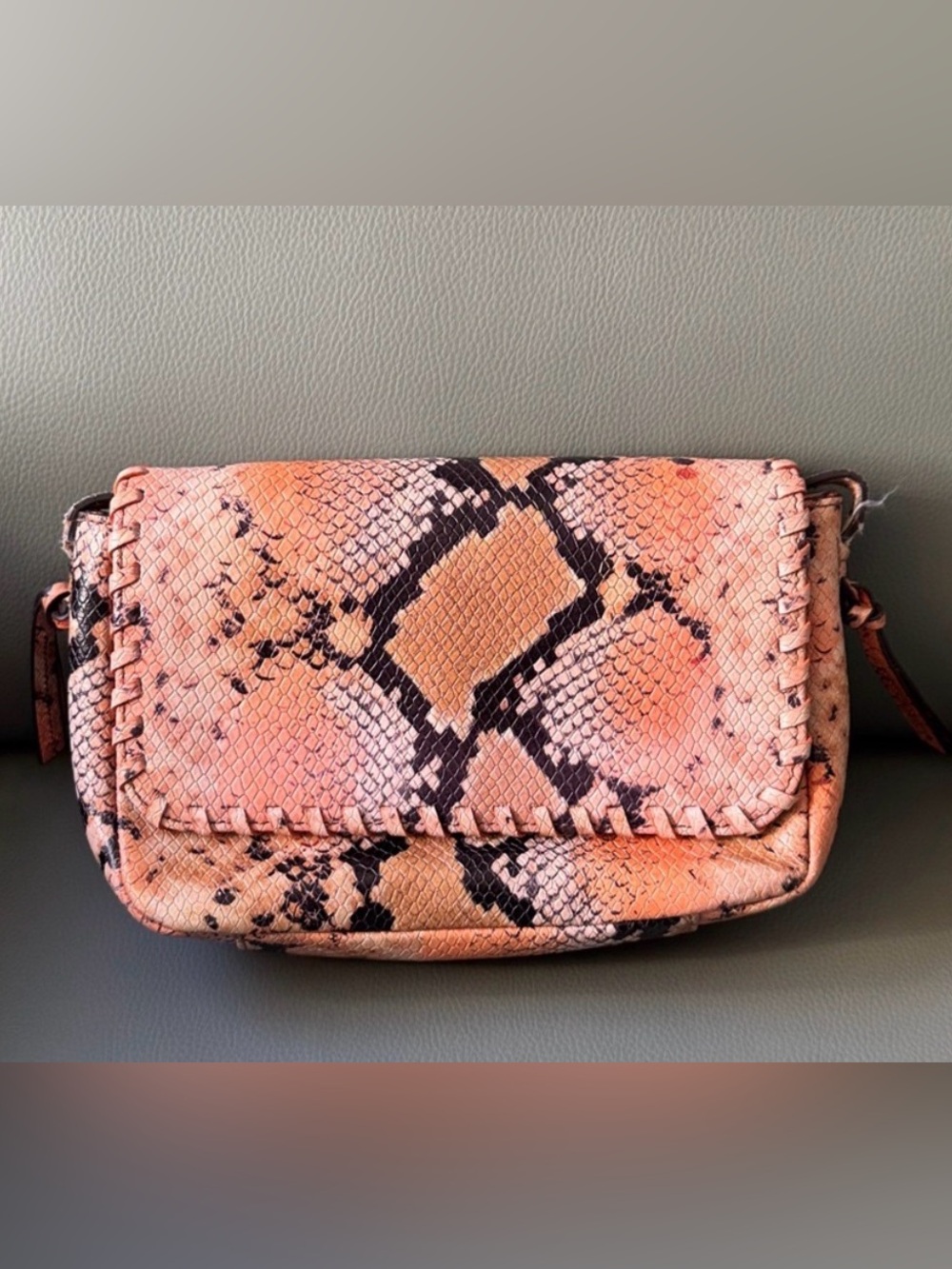 Cole Haan Peach snakeskin Crossbody - excellent